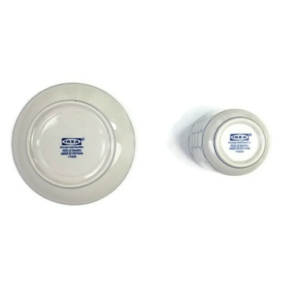 IKEA 17335 Blue Circle Coffee/Teacup with Saucer-2 Piece Replacement Set NEW